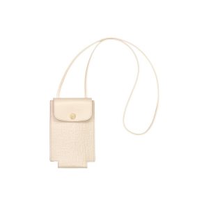 Pouches & Cases Longchamp With Encaje Ecru Cuero Beige | 780369YSZ