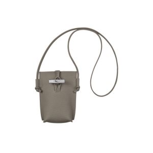 Pouches & Cases Longchamp With Encaje Turtledove Cuero Gris | 071582LEZ