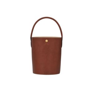 Top-handle Bags Longchamp Bucket Cuero Marrones | 485692ZKA