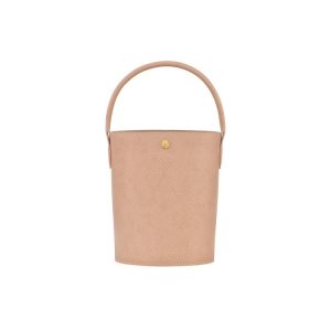 Top-handle Bags Longchamp Bucket Flowers Cuero Rosas Claro | 058379TYG