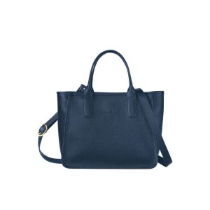 Top-handle Bags Longchamp Cuero Azul Marino | 062539VLN