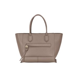 Top-handle Bags Longchamp L Cuero Gris Marrones | 194035GPZ