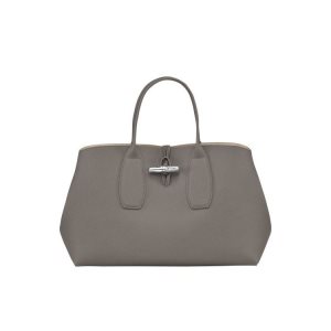 Top-handle Bags Longchamp L Turtledove Cuero Gris | 195380AKW