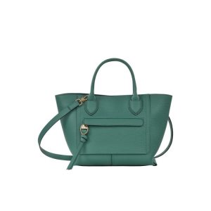 Top-handle Bags Longchamp M Cuero Gris Verde | 987653BYR