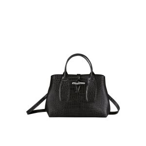 Top-handle Bags Longchamp M Cuero Negras | 638179HRY