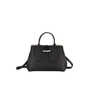 Top-handle Bags Longchamp M Cuero Negras | 730826YZQ