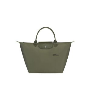 Top-handle Bags Longchamp M Forest Recycled canvas Verde | 092531HWC