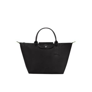 Top-handle Bags Longchamp M Recycled canvas Negras | 319857SYC