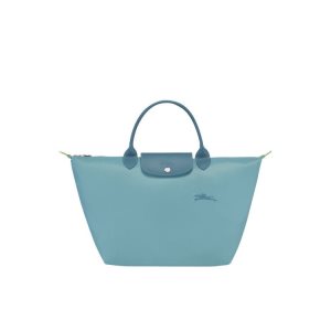 Top-handle Bags Longchamp M Thunderstorm Recycled canvas Azules | 840965DTF