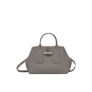 Top-handle Bags Longchamp M Turtledove Cuero Gris | 125740HIT