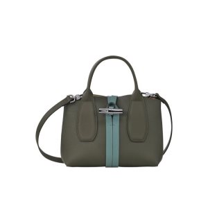 Top-handle Bags Longchamp S Cuero Kaki Gris Verde | 410578BZQ
