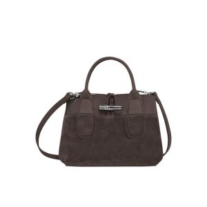 Top-handle Bags Longchamp S Ebony Cuero Cafe | 296504TFH