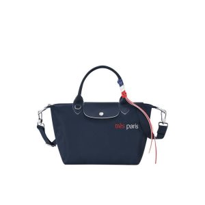 Top-handle Bags Longchamp S Recycled canvas Azul Marino | 085124MYX