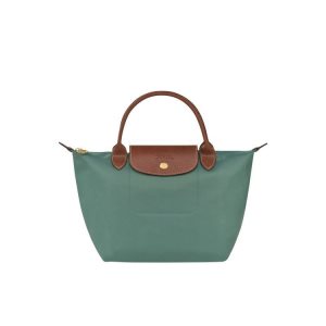Top-handle Bags Longchamp S Recycled canvas Gris Verde | 193782EQG