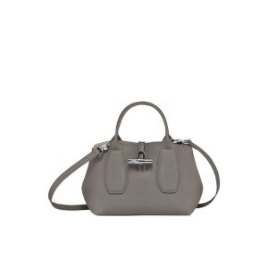 Top-handle Bags Longchamp S Turtledove Cuero Gris | 123705LET