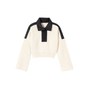 Tops & Blouses Longchamp Mesh And Nylon Sueter Ecru Lana Beige | 972508VCA