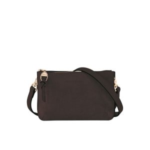 Wallets On Chain Longchamp Pouch Ebony Cuero Cafe | 762903USB